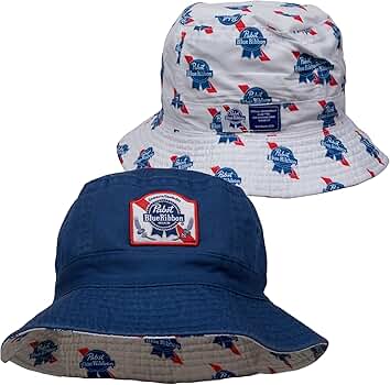 Amazon.com: Pabst Blue Ribbon Logo Reversible Bucket Hat